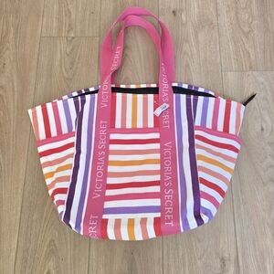 Victoria's Secret Striped Tote Bag - Pink, Purple, Orange
